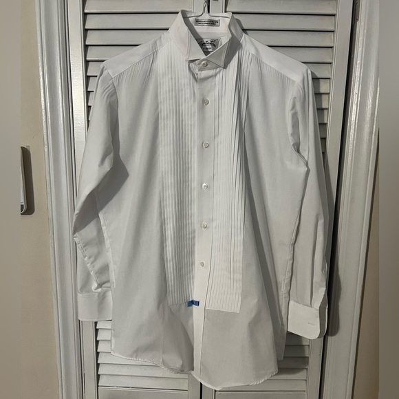 southeastern Other - Southeastern Mens Tuxedo Shirt Sz S 30/31 White Button Up Pleated Poly Cotton